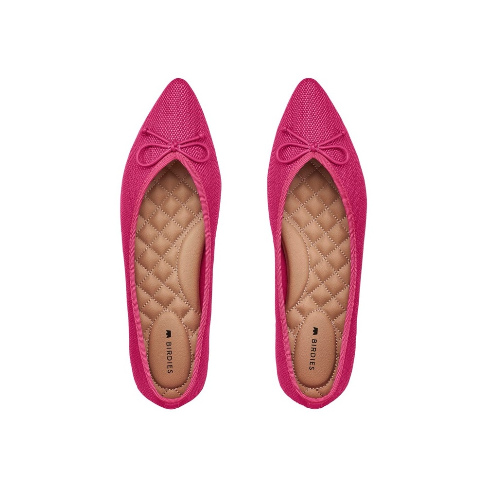 Pink raffia Birdies, pointed toe